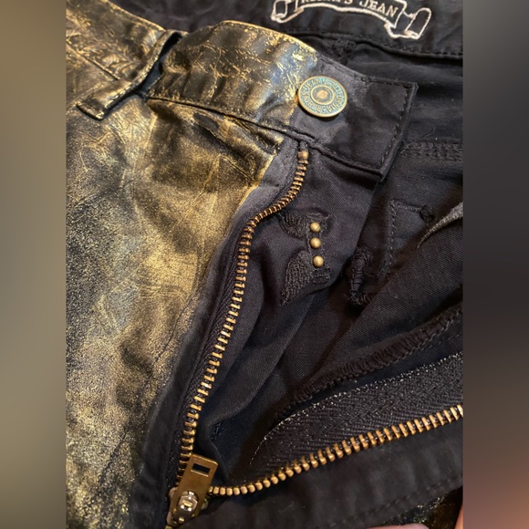 SOLD Gold Waxed Robin’s Jeans Buckle Denim Jeans - Picture 7 of 11